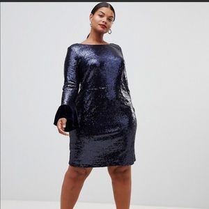blue sequin mini dress